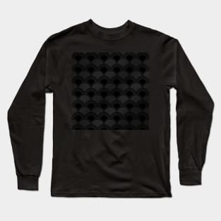 Black Art Deco Ginkgo Pattern Long Sleeve T-Shirt